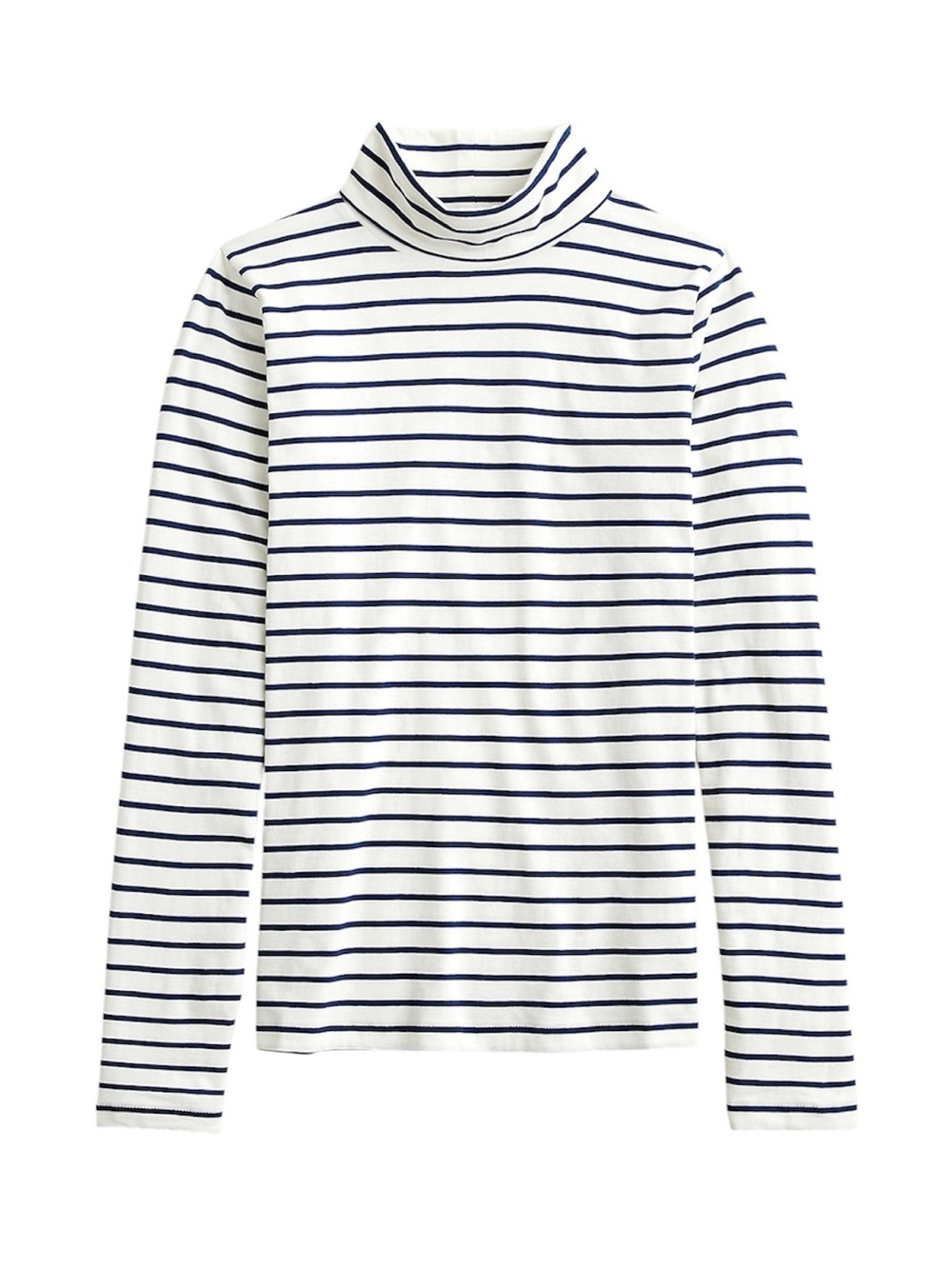 J. Crew Women's Feather Jersey White & Navy Striped Long Sleeve Turtleneck sz L
